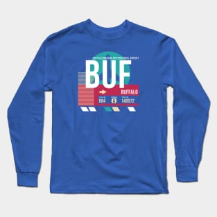 Buffalo, New York (BUF) Airport Code Baggage Tag Long Sleeve T-Shirt